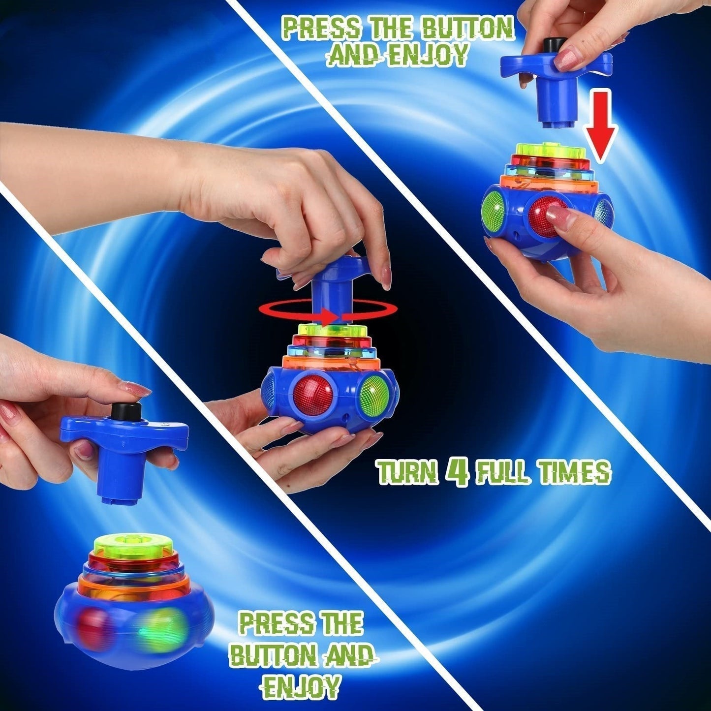 Julklapp för barn🎁Musik Blinkande Spinners Toy With Launcher