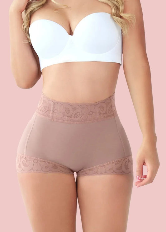 Sömlösa shorts med hög midja som lyfter rumpan - Kvinnlig spets klassisk daglig användning kroppsformare rumplyftare trosa utjämning kort