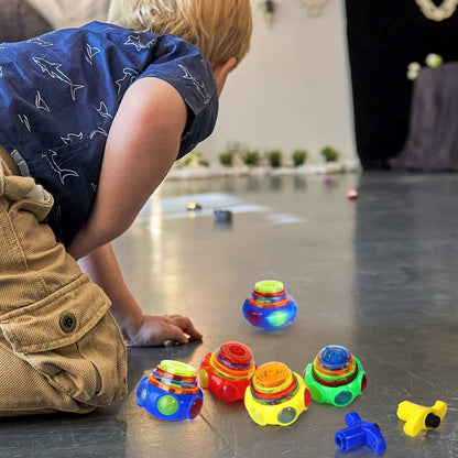 Julklapp för barn🎁Musik Blinkande Spinners Toy With Launcher