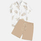 Snygg casual strandmodell i två delar för män Kortärmad skjorta med knappar Shorts