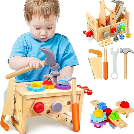 21 St Småbarnsverktyg I Trä Med Låda