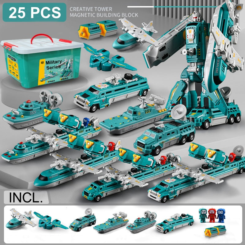 Magnetisk transformationsbil och robotmonteringsleksaker för barn