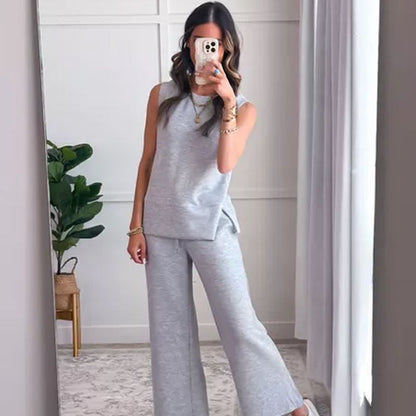 Dam Ärmlös Slit Hem Wide-leg Casual 2-delat set