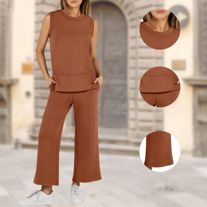 Dam Ärmlös Slit Hem Wide-leg Casual 2-delat set