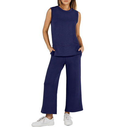 Dam Ärmlös Slit Hem Wide-leg Casual 2-delat set