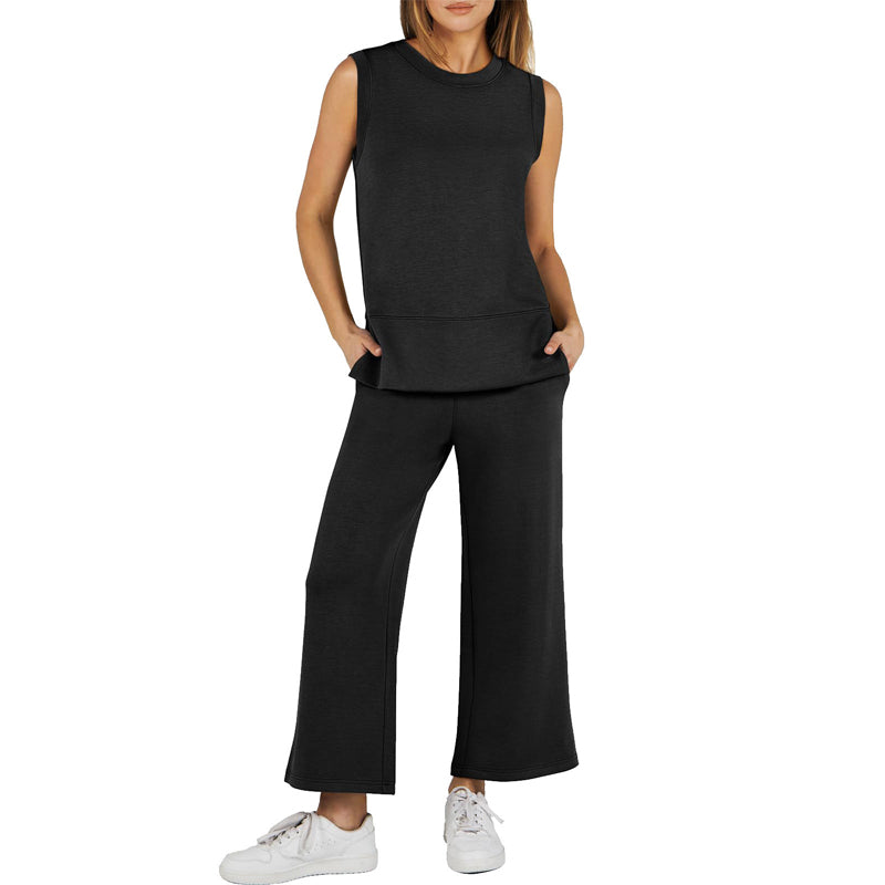 Dam Ärmlös Slit Hem Wide-leg Casual 2-delat set