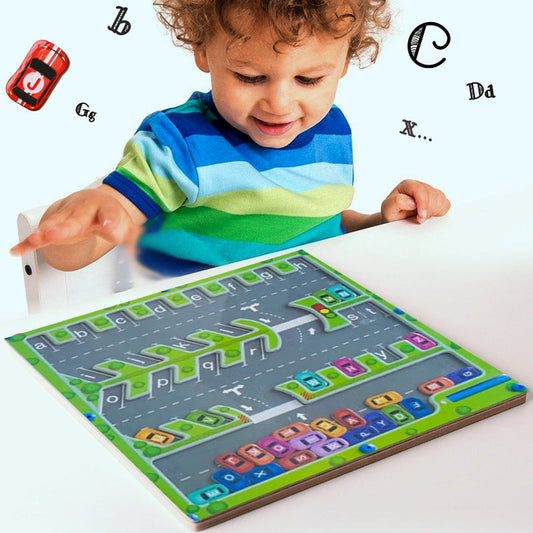 Magnetiskt alfabetet Maze Car Puzzle Toys Set