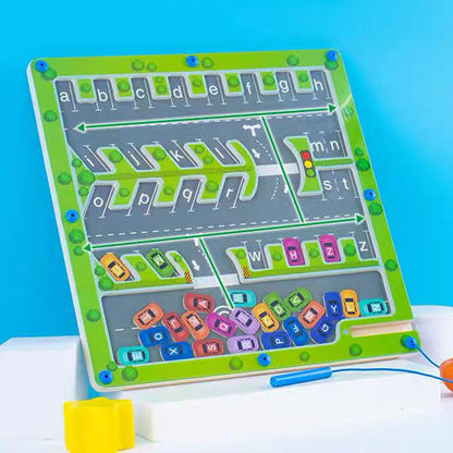 Magnetiskt alfabetet Maze Car Puzzle Toys Set