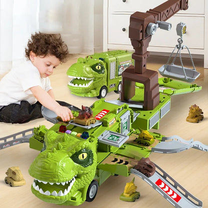 Ny Dinosaur Transforming Engineering Truck Track Toy Set