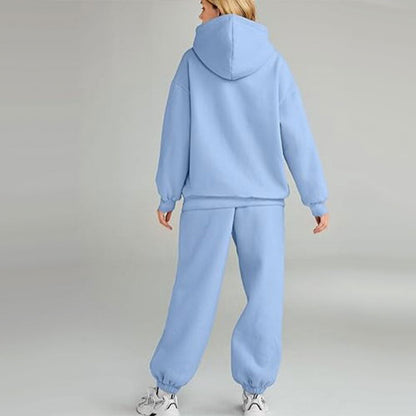 Casual Hooded Long-Sleeve Tops ＆ Pants 2-Piece Set