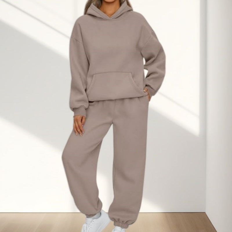 Casual Hooded Long-Sleeve Tops ＆ Pants 2-Piece Set