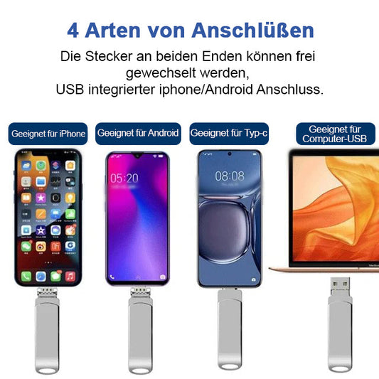 🥳 Suurikapasiteettinen 4-in-1 monitoiminen matkapuhelimen laajennus USB-muisti📲✨