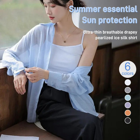 Sista dagen Försäljning 50%-Multi-color pearl sunscreen kvinnors skjorta