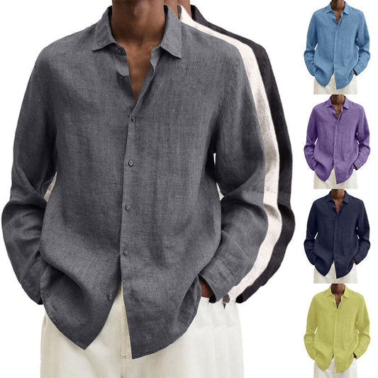 Långärmad linneskjorta för män
